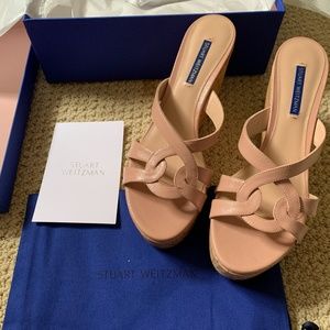 Stuart Weitzman Cadence Buff Blush Wedges 8.5M/9M